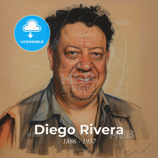 Diego Rivera, 1886 - 1957, Mexican muralist - A Man With Short Black Hair Wearing A Sleeveless Shirt Print Template