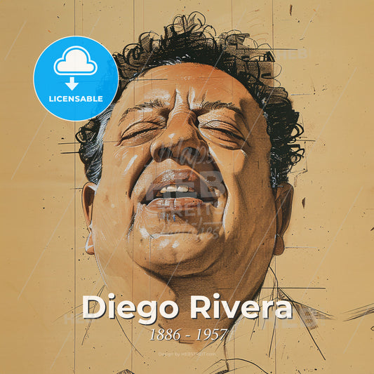 Diego Rivera, 1886 - 1957, Mexican muralist - A Drawing Of A Man With His Eyes Closed Print Template