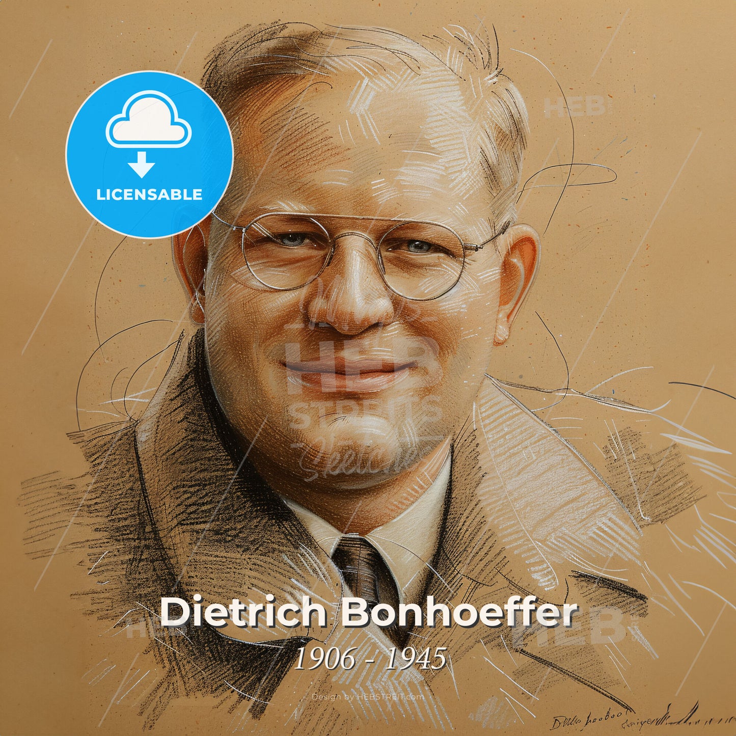 Dietrich Bonhoeffer, 1906 - 1945, German theologian - A Drawing Of A Man Wearing Glasses Print Template