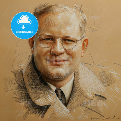 Dietrich Bonhoeffer, 1906 - 1945, German theologian - A Drawing Of A Man Wearing Glasses