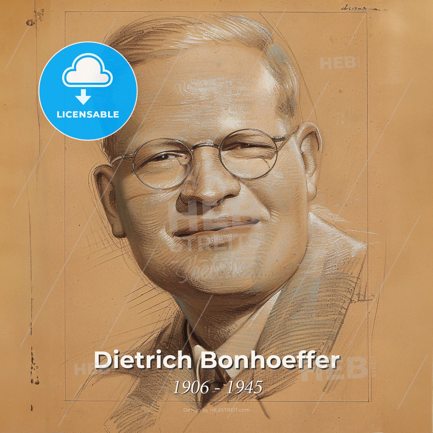 Dietrich Bonhoeffer, 1906 - 1945, German theologian - A Drawing Of A Man Wearing Glasses Print Template