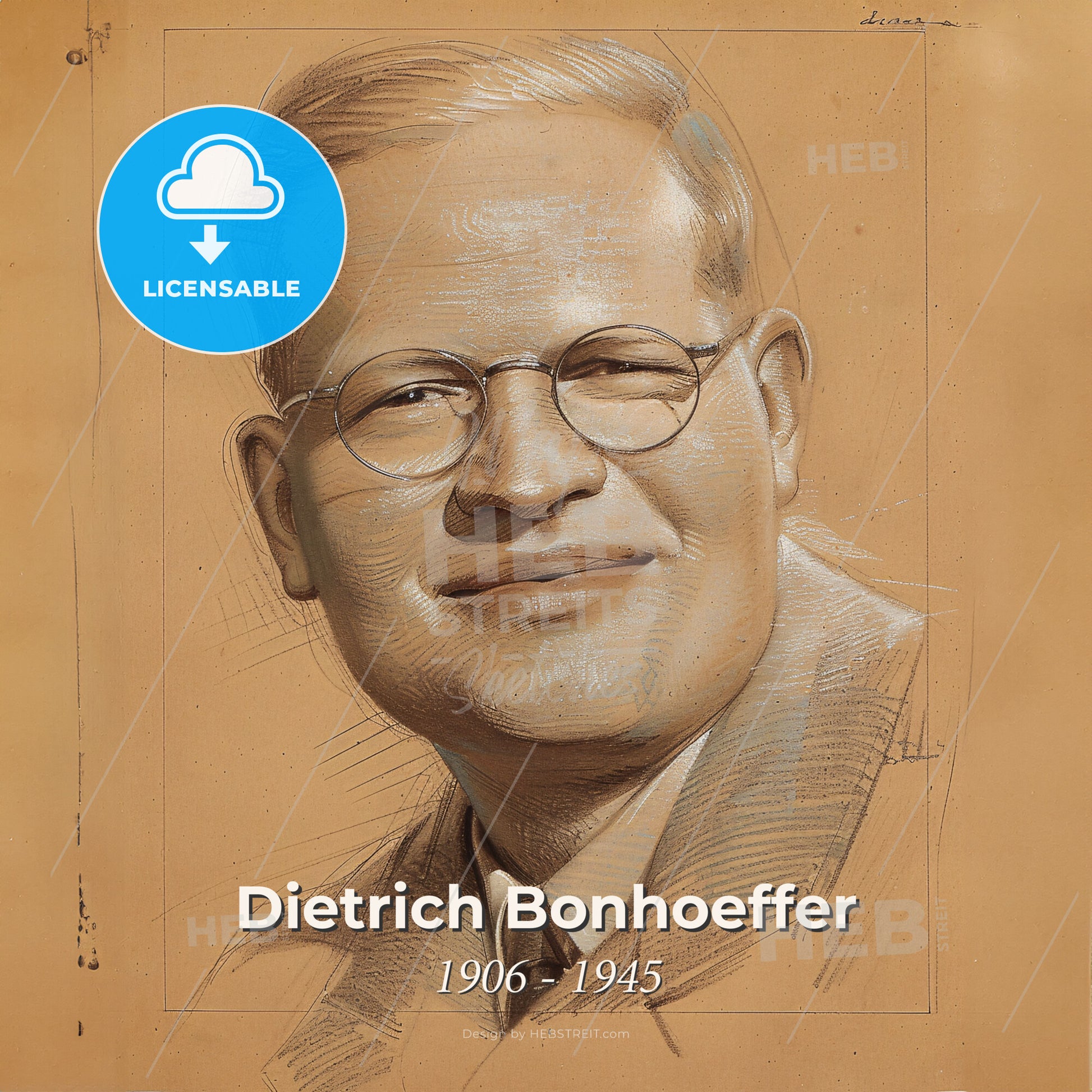 Dietrich Bonhoeffer, 1906 - 1945, German theologian - A Drawing Of A Man Wearing Glasses Print Template