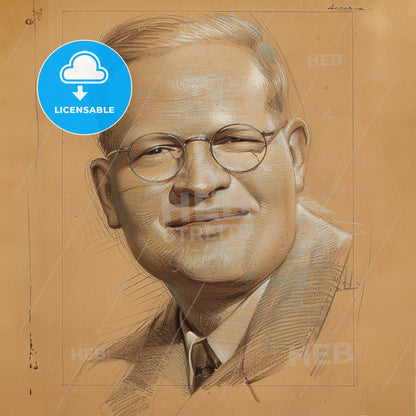 Dietrich Bonhoeffer, 1906 - 1945, German theologian - A Drawing Of A Man Wearing Glasses