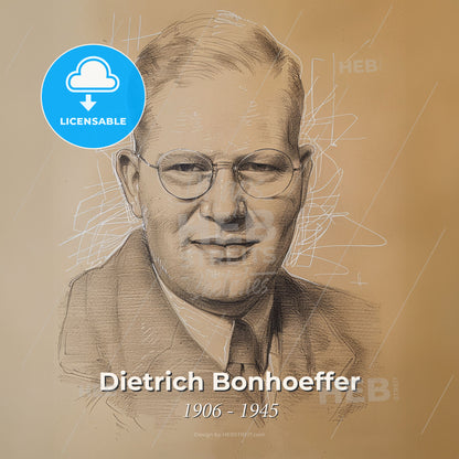 Dietrich Bonhoeffer, 1906 - 1945, German theologian - A Drawing Of A Man Wearing Glasses Print Template