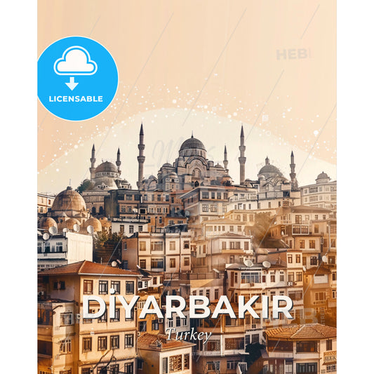 DiyarbakÄ±r Skyline Composite Poster Art - A city with many buildings - Square format print template