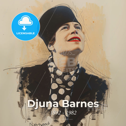 Djuna Barnes, 1892 - 1982, American writer - A Woman Wearing A Hat And Scarf Print Template