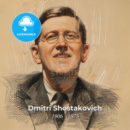 Dmitri Shostakovich, 1906 - 1975, Russian composer - A Man Wearing Glasses And A Suit Print Template