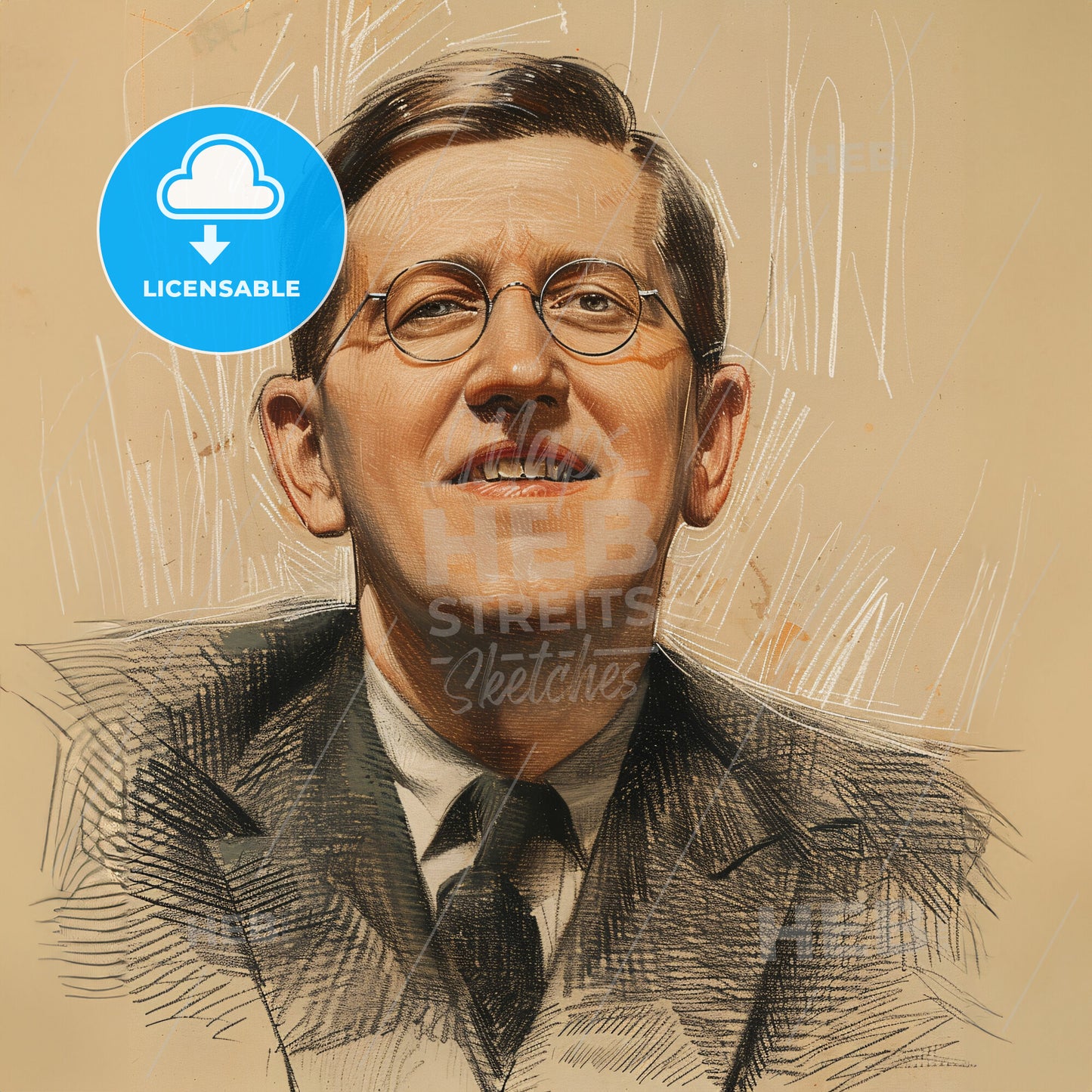 Dmitri Shostakovich, 1906 - 1975, Russian composer - A Man Wearing Glasses And A Suit