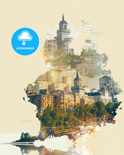 Captivating Donetsk Cityscape Art Composite Skyline Glow - A cityscape with buildings and trees