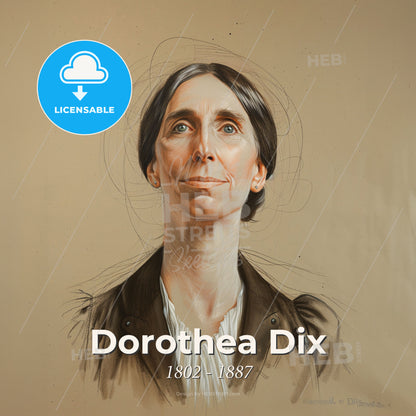 Dorothea Dix, 1802 - 1887, American activist on behalf of the indigent insane - A Drawing Of A Woman Print Template