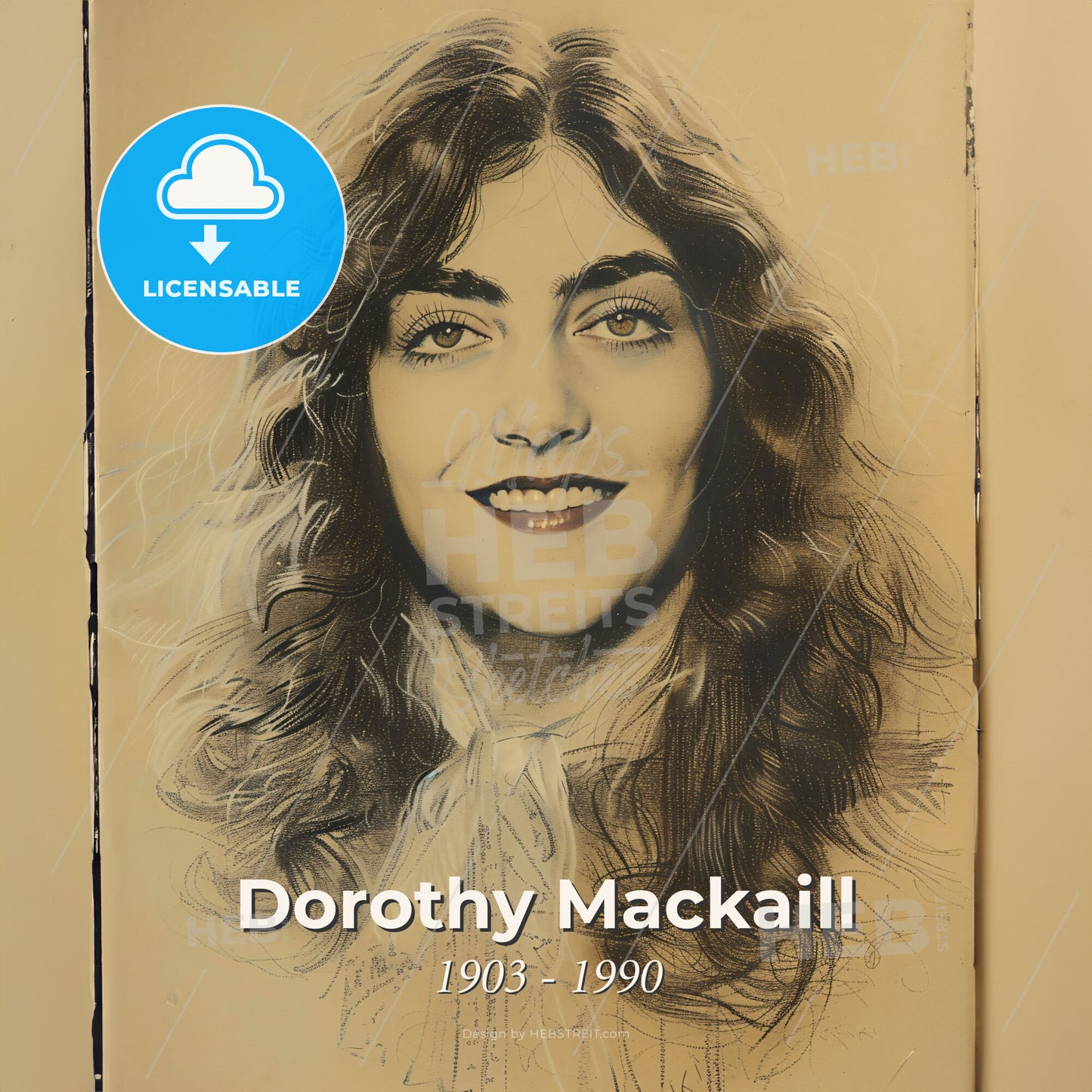 Dorothy Mackaill, 1903 - 1990, British-American actress - A Portrait Of A Woman Print Template