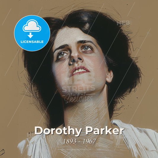 Dorothy Parker, 1893 - 1967, American poet and critic - A Woman Looking Up With Her Hair Blowing In The Wind Print Template