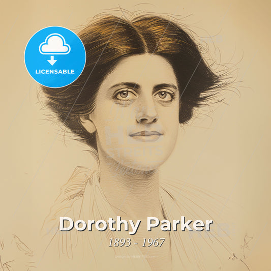 Dorothy Parker, 1893 - 1967, American poet and critic - A Drawing Of A Woman Print Template