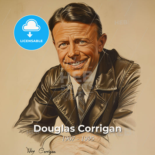 Douglas Corrigan, 1907 - 1995, American aviator - A Man In A Leather Jacket Print Template