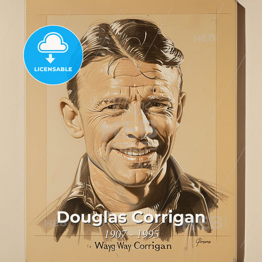 Douglas Corrigan, 1907 - 1995, American aviator - A Portrait Of A Man Print Template