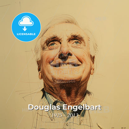 Douglas Engelbart, 1925 - 2013, American engineer and inventor - A Man With A Pencil Print Template
