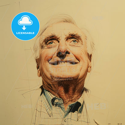 Douglas Engelbart, 1925 - 2013, American engineer and inventor - A Man With A Pencil