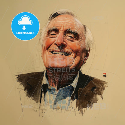 Douglas Engelbart, 1925 - 2013, American engineer and inventor - A Man Smiling With His Eyes Closed