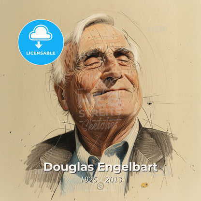 Douglas Engelbart, 1925 - 2013, American engineer and inventor - A Man With White Hair And A White Shirt Print Template