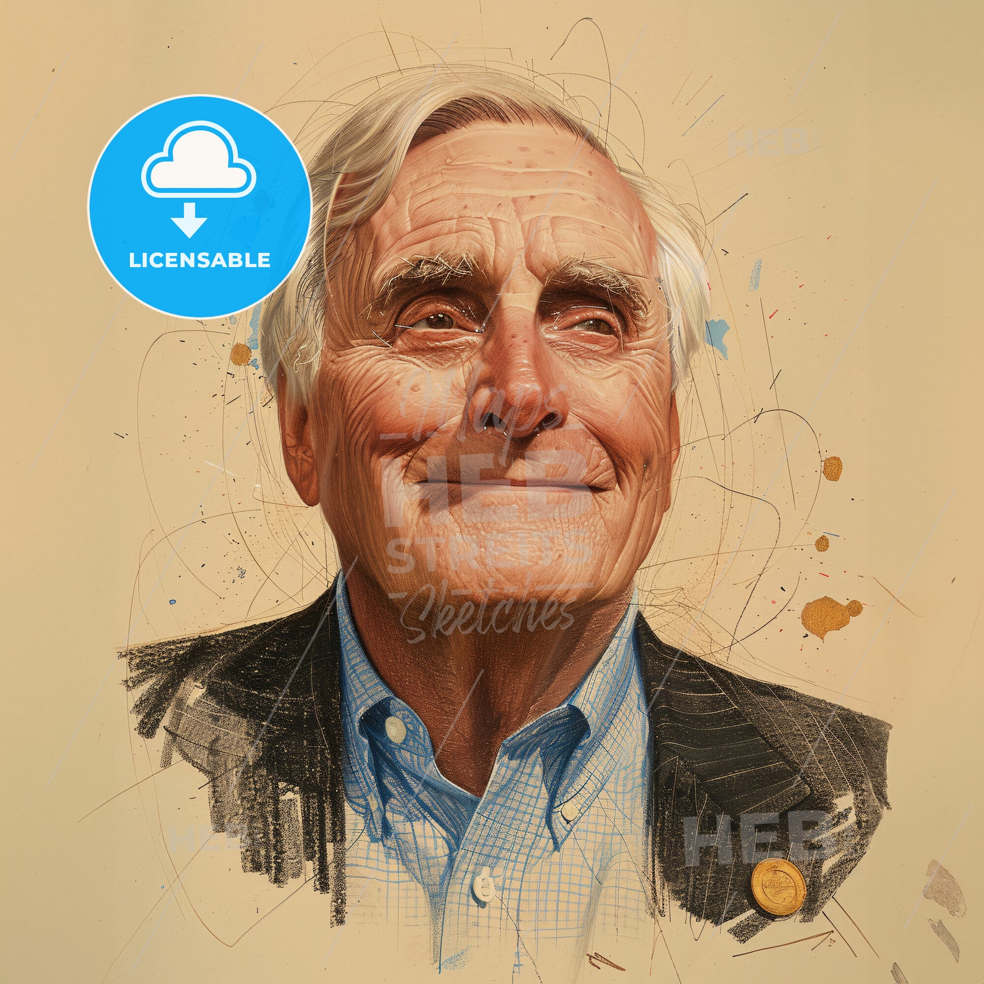Douglas Engelbart, 1925 - 2013, American engineer and inventor - A Man Smiling With A Blue Shirt