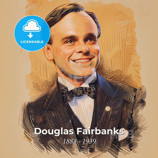 Douglas Fairbanks, 1883 - 1939, American actor - A Man In A Suit Print Template