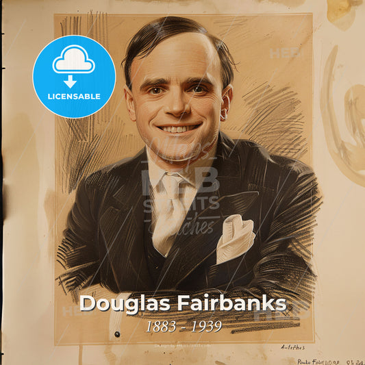 Douglas Fairbanks, 1883 - 1939, American actor - A Man In A Suit Print Template