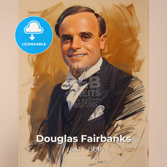Douglas Fairbanks, 1883 - 1939, American actor - A Painting Of A Man Print Template