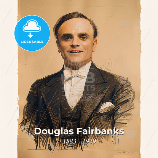 Douglas Fairbanks, 1883 - 1939, American actor - A Man In A Suit Print Template