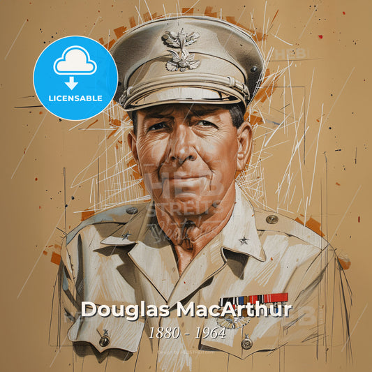 Douglas MacArthur, 1880 - 1964, American General - A Man In A Military Uniform Print Template