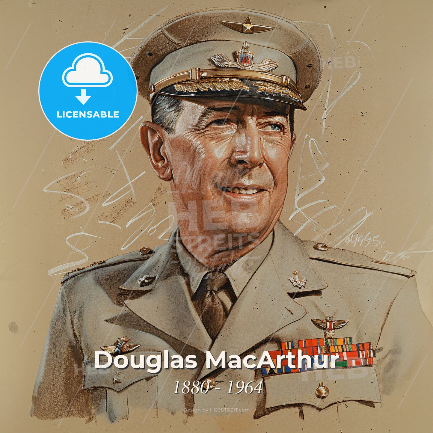Douglas MacArthur, 1880 - 1964, American General - A Man In Military Uniform Print Template