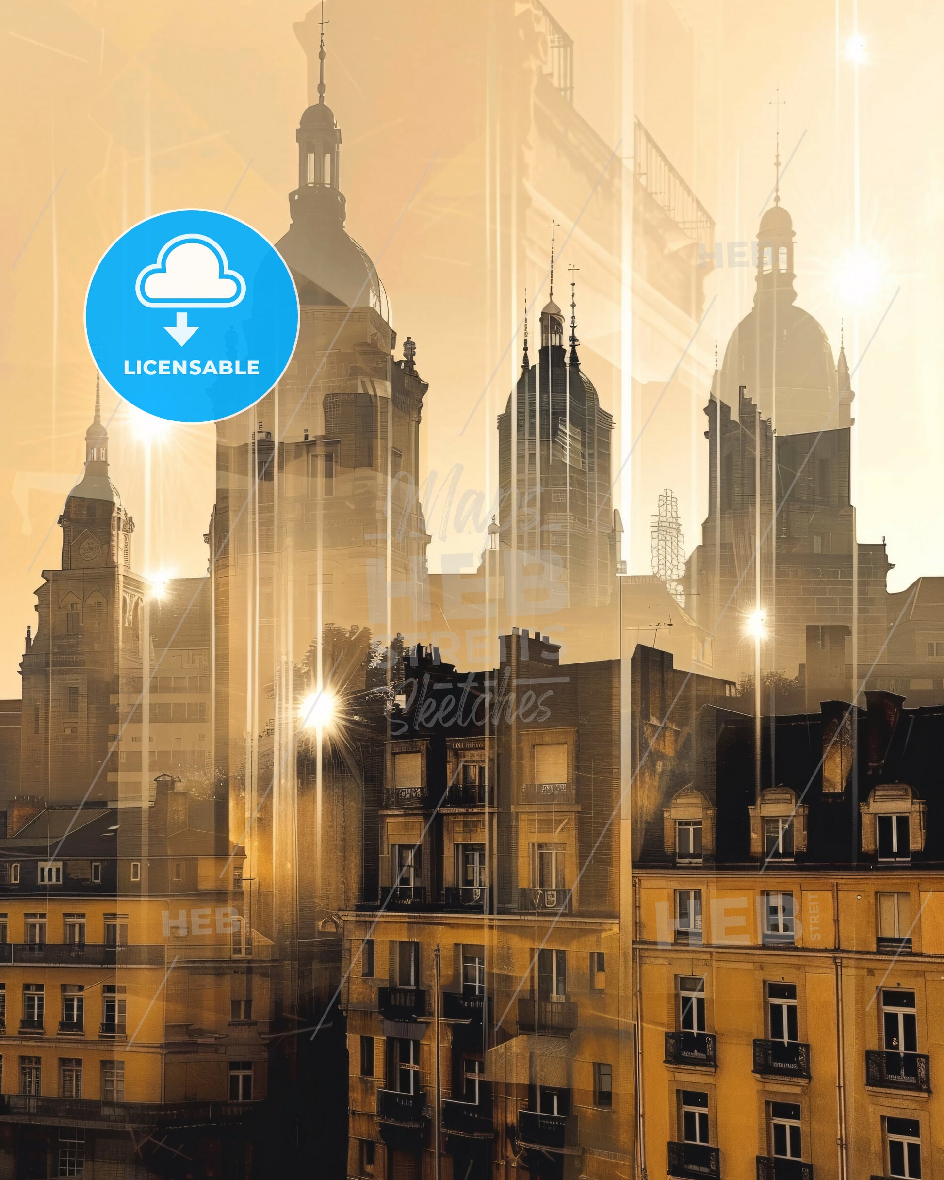 Drancy Skyline Double Exposure Art Poster - A city with many buildings