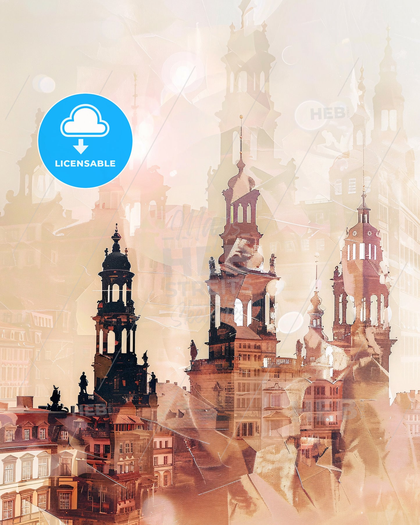Dresden Cityscape Silhouette Composite Poster - A city with many towers