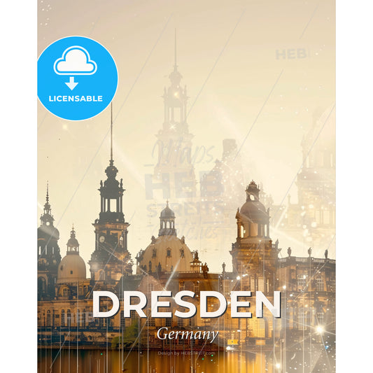 Dresden City Skyline Art Poster Masterpiece - A city with many towers and a city skyline - Square format print template