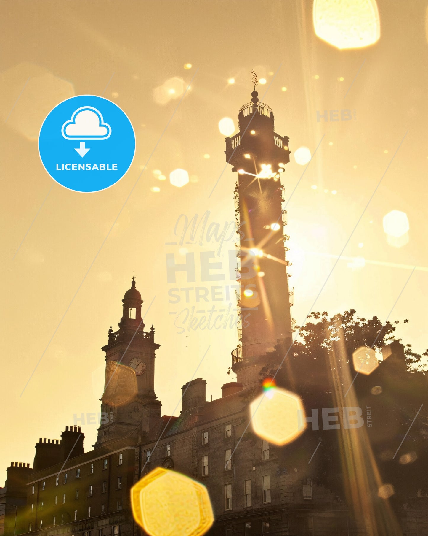 Dublin Skyline Silhouette City Poster Art - A building with a clock tower
