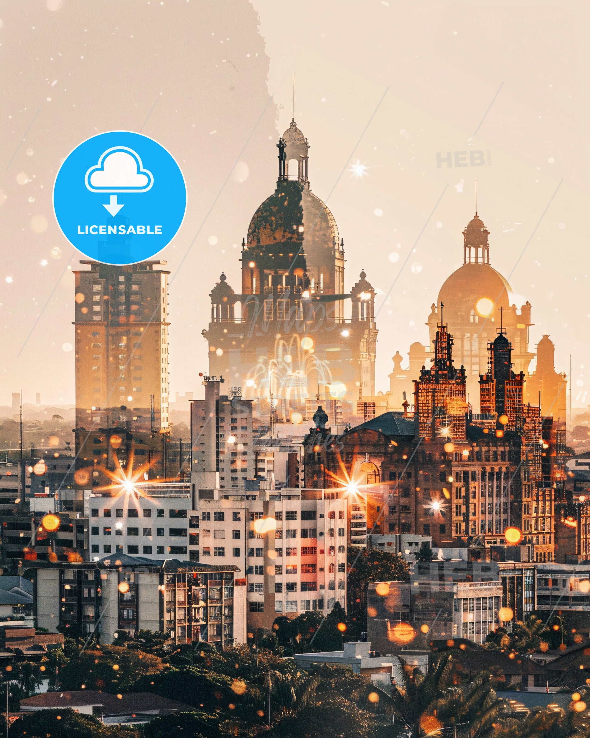 Durban Double Exposure Skyline Art Poster - A city with many buildings