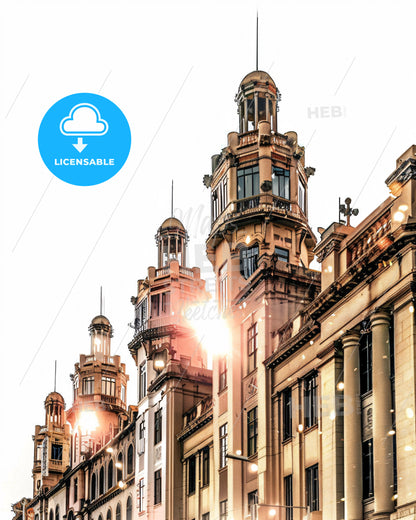 Durban City Skyline Double Exposure Beige Background - A building with many windows