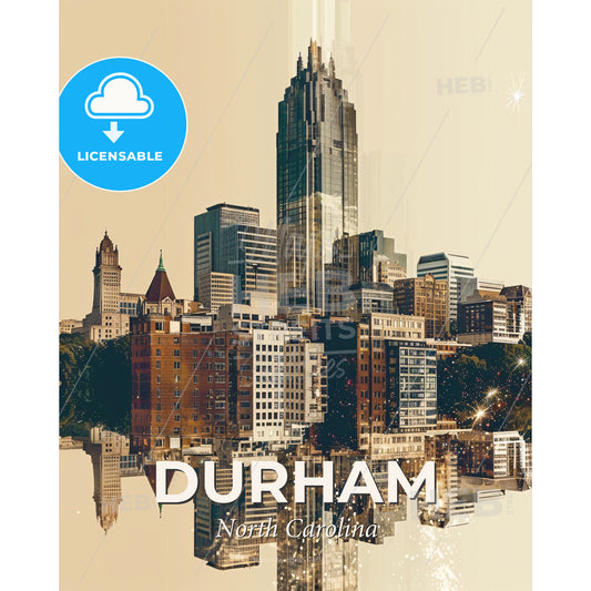Durham: Iconic Skyline Symphony on Paper - A city skyline with many tall buildings - Square format print template