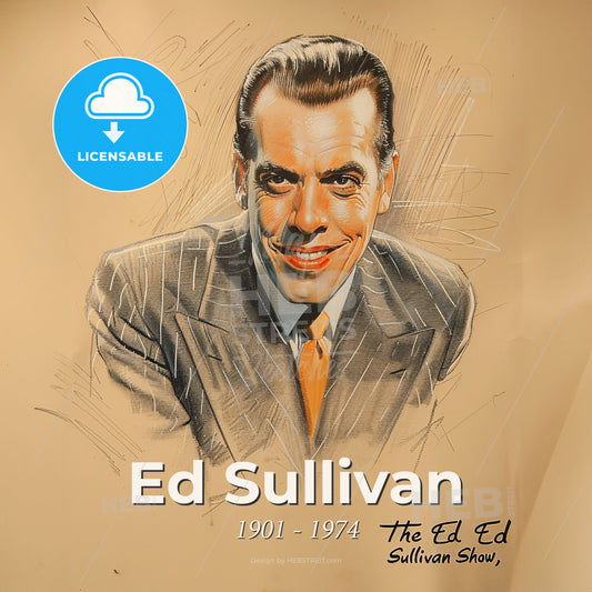 Ed Sullivan, 1901 - 1974, American TV show host - A Drawing Of A Man Print Template