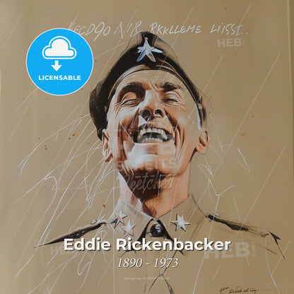 Eddie Rickenbacker, 1890 - 1973, American fighter ace and aviator - A Drawing Of A Man In A Military Uniform Print Template