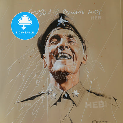 Eddie Rickenbacker, 1890 - 1973, American fighter ace and aviator - A Drawing Of A Man In A Military Uniform