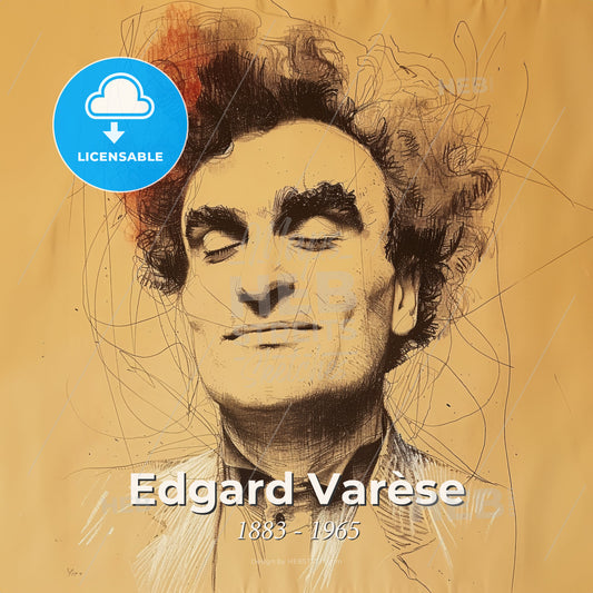 Edgard Varèse, 1883 - 1965, French-American composer - A Drawing Of A Man With His Eyes Closed Print Template