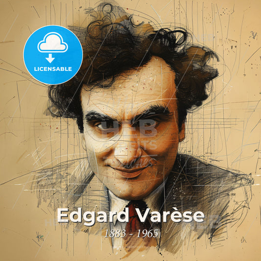 Edgard Varèse, 1883 - 1965, French-American composer - A Man With Curly Hair And A Tie Print Template