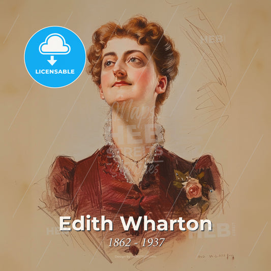 Edith Wharton, 1862 - 1937, American writer - A Drawing Of A Woman Print Template