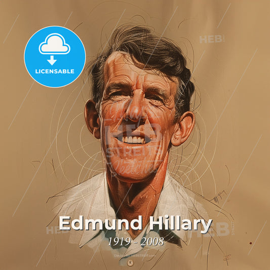 Edmund Hillary, 1919 - 2008, New Zealand mountaineer - A Man With A Smile Print Template