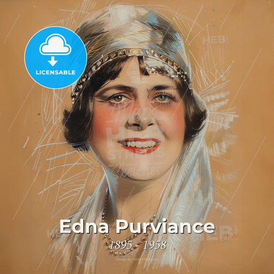 Edna Purviance, 1895 - 1958, American actress - A Woman Wearing A Headdress Print Template