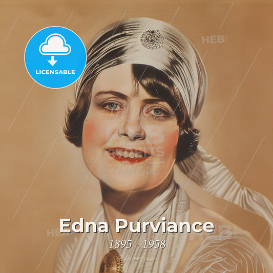 Edna Purviance, 1895 - 1958, American actress - A Woman With A Scarf On Her Head Print Template