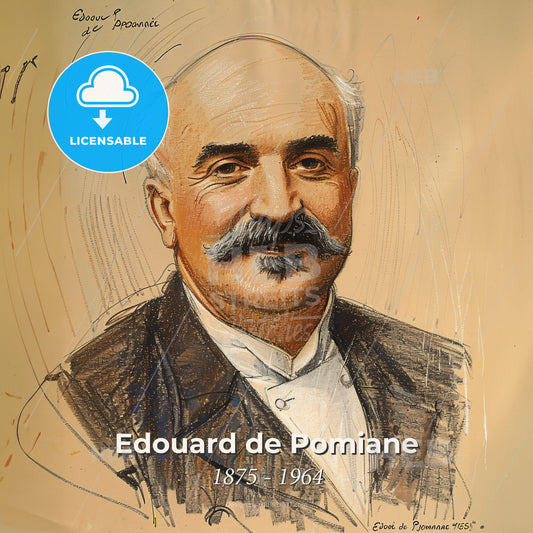 Edouard de Pomiane, 1875 - 1964, Polish-French chef and food scientist - A Drawing Of A Man With A Mustache Print Template