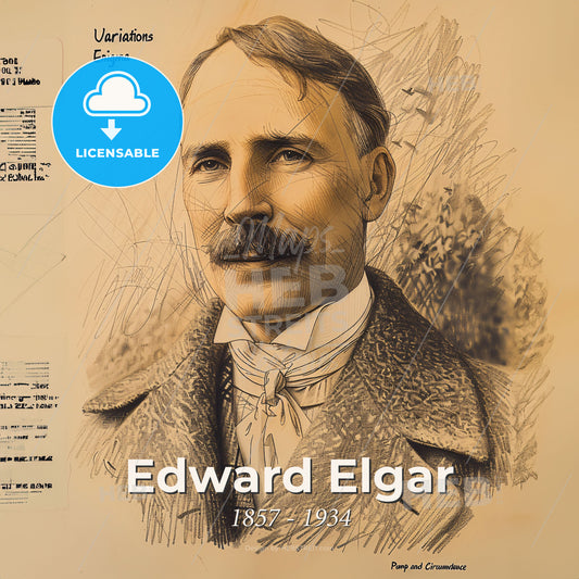 Edward Elgar, 1857 - 1934, British composer - A Portrait Of A Man Print Template