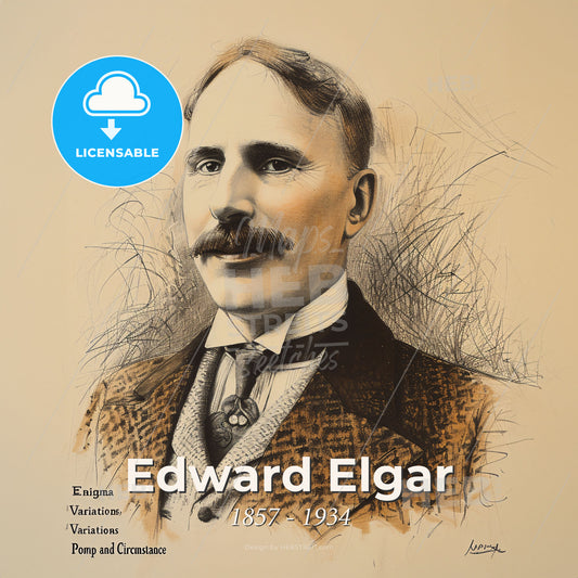 Edward Elgar, 1857 - 1934, British composer - A Man With A Mustache Print Template