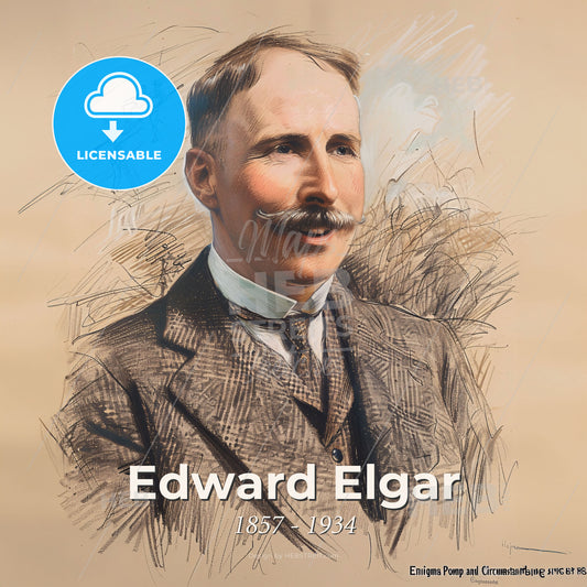 Edward Elgar, 1857 - 1934, British composer - A Man With A Mustache Print Template